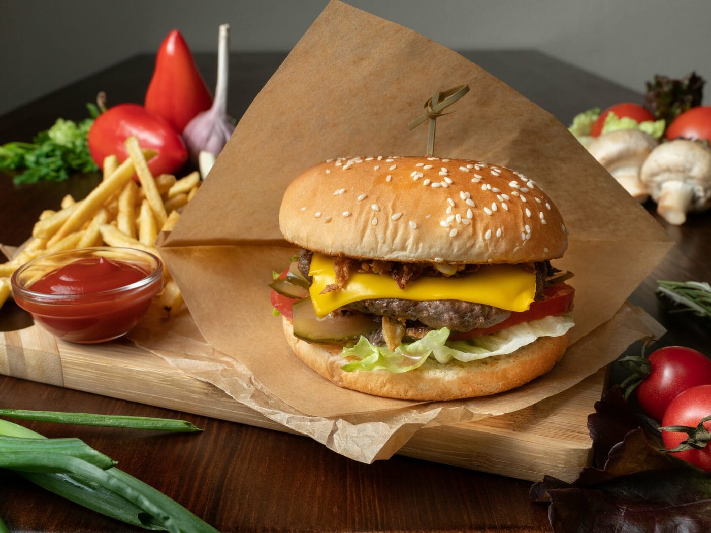 Бургер с мраморной говядиной